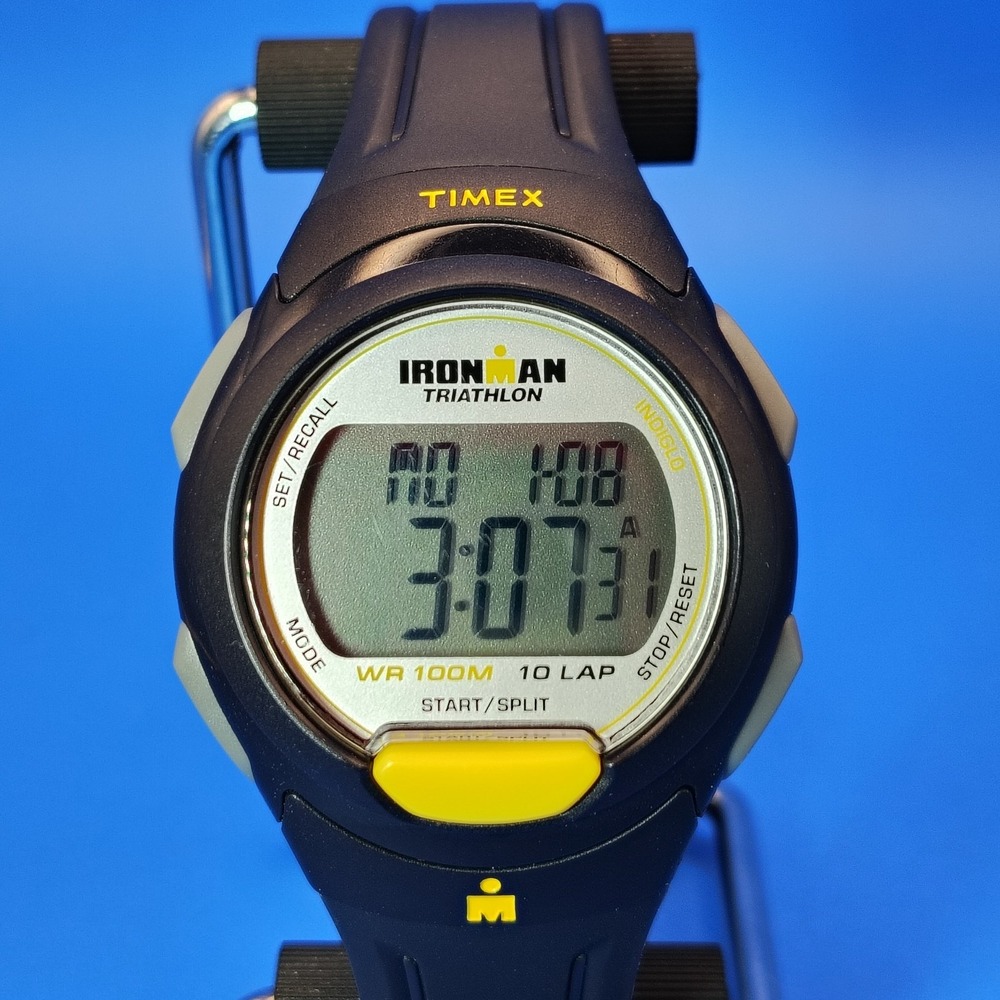 Vintage 2002 Timex INDIGLO Triathlon 10 Lap 40mm Mens Digital Sports Watch